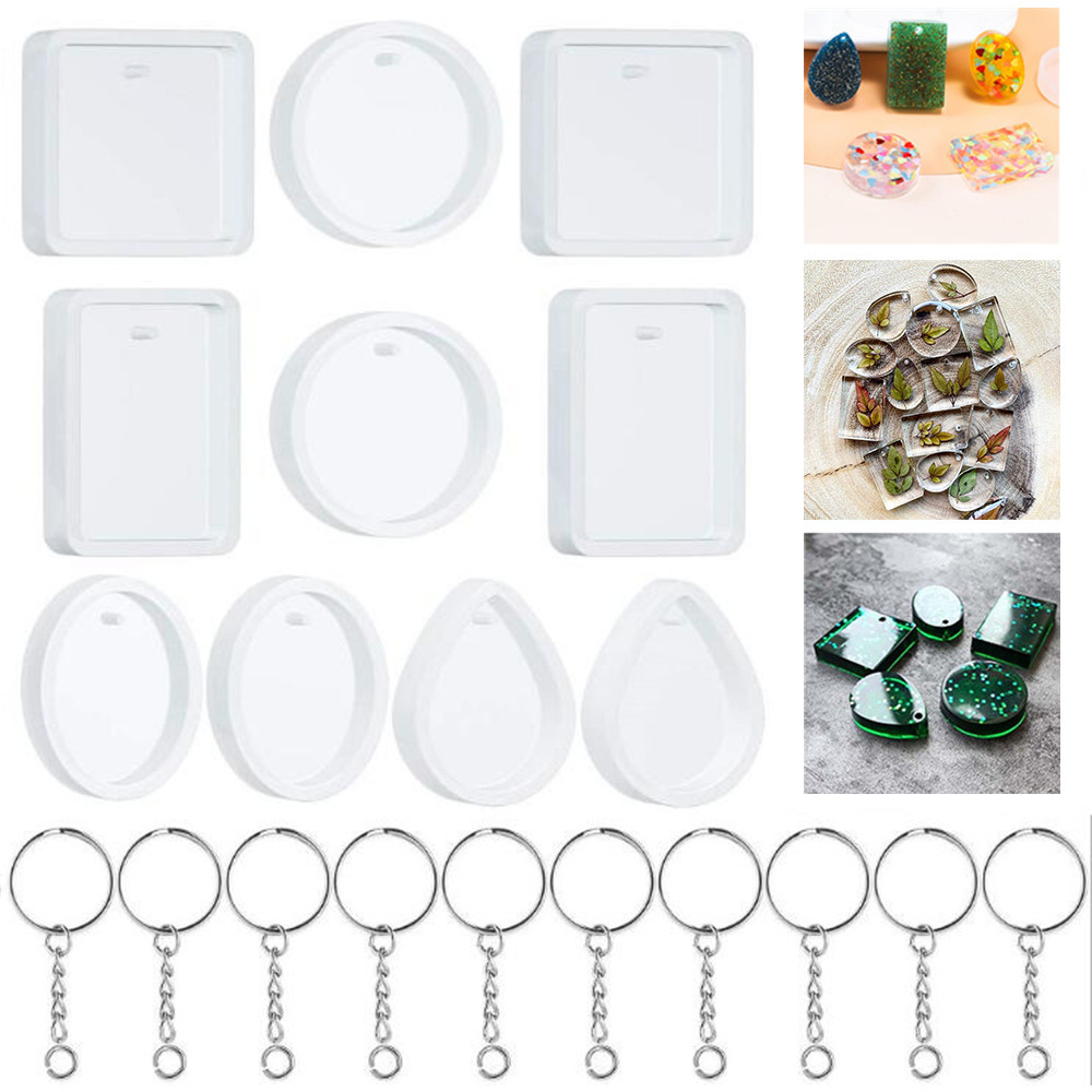 Resin Jewelry Kit - 20Pcs/Set DIY Keychain Pendant Casting Silicone