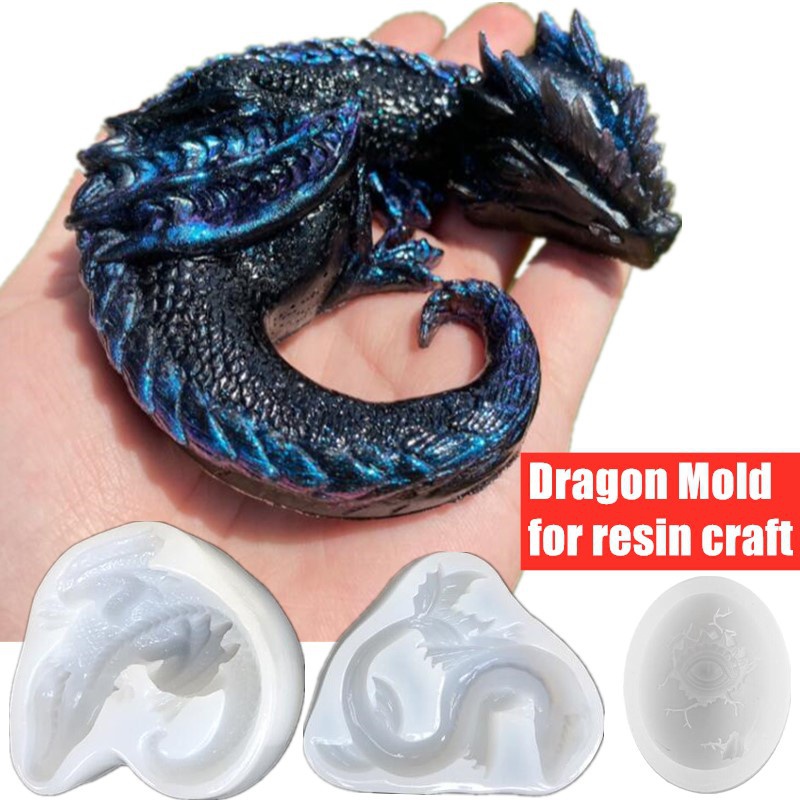 Resin Craft Material - 3 Styles Mirror Sleepy Dragon Dinosaur