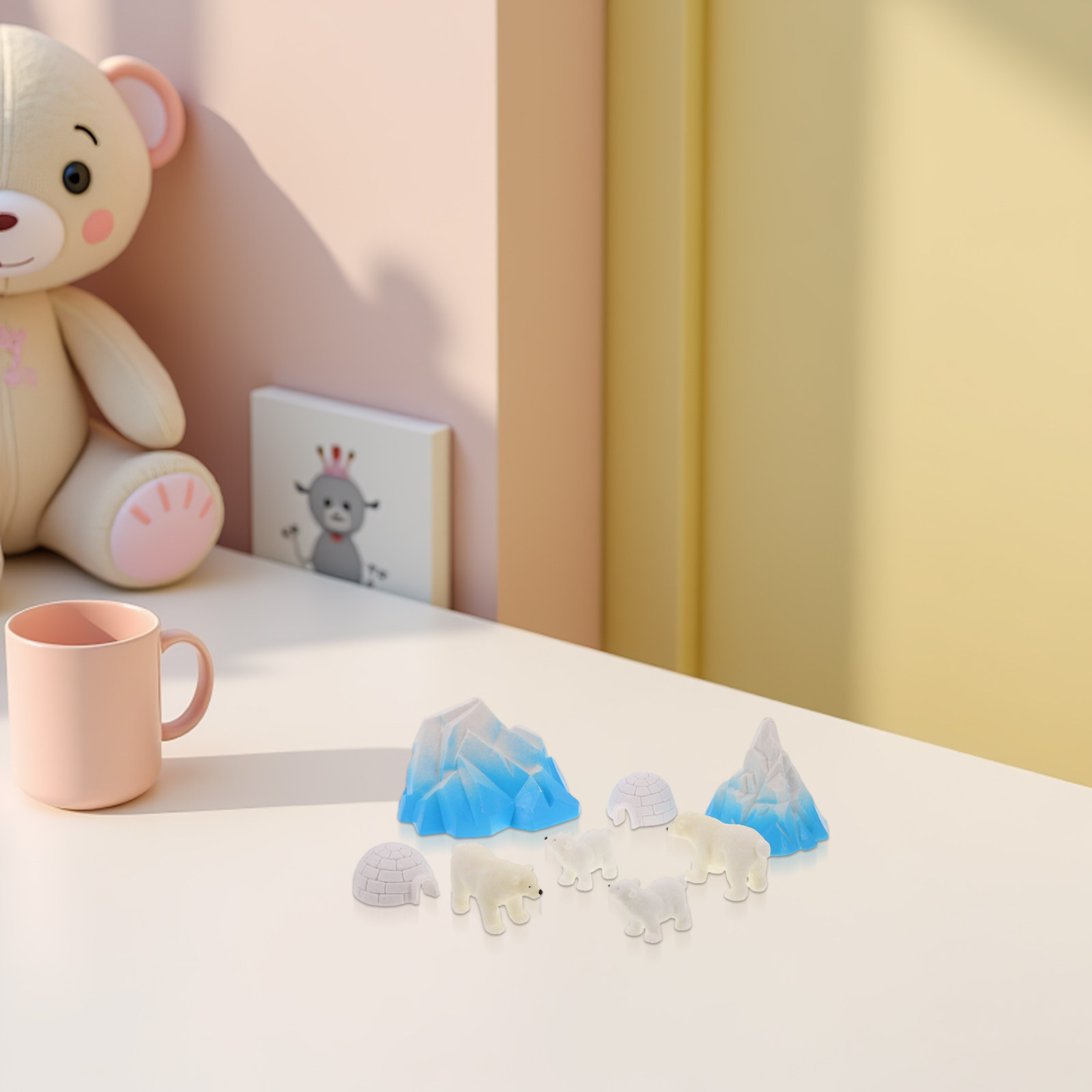 8Pcs Mini Resin Polar Bears Ar - Crafting Resin ulasan dan harga