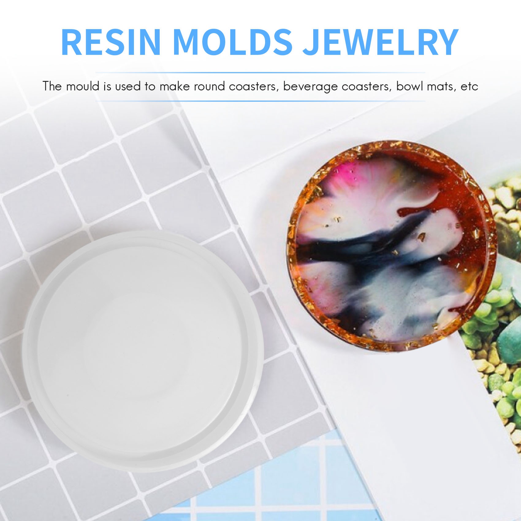 ABQR 4 Pack Big Diy Round Coas - Coaster Mold Round ulasan dan harga