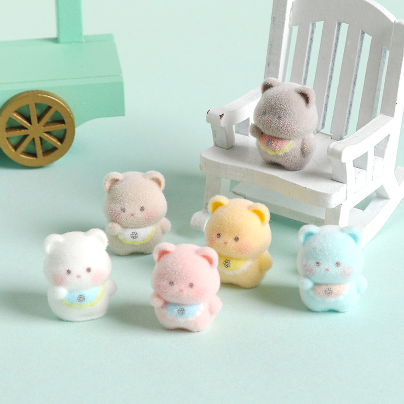 6pcs Cute 3D Flocked Resin Bib - Resin Craft Supplies ulasan dan harga
