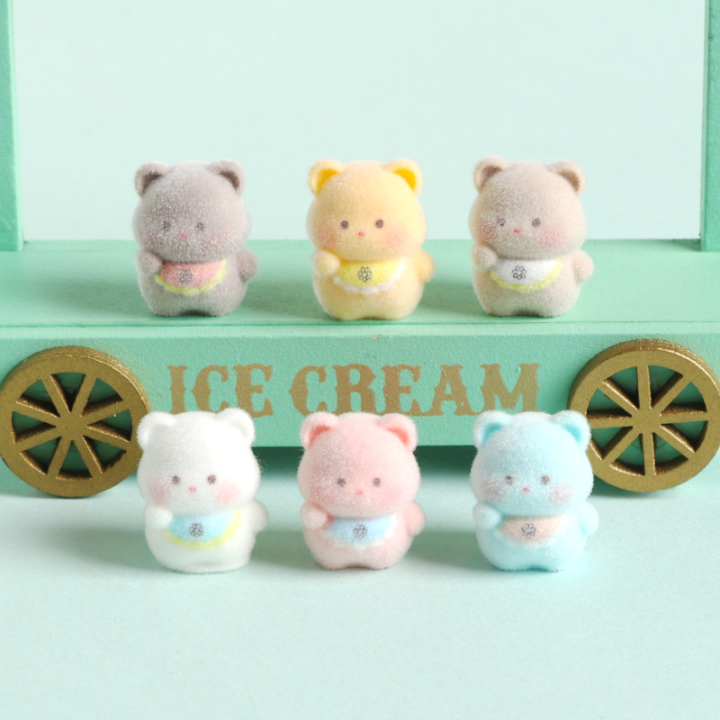 6pcs Cute 3D Flocked Resin Bib - Resin Craft Supplies ulasan dan harga